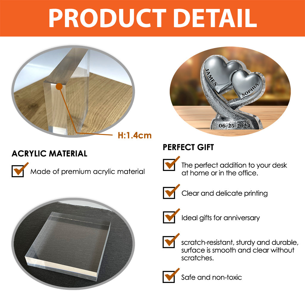 Anniversary Gifts - Personalized Couple Custom Shaped Acrylic Plaque