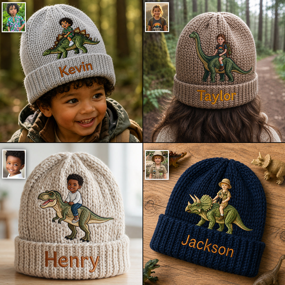 Dino Rider - Personalisierte Kinder-Mütze