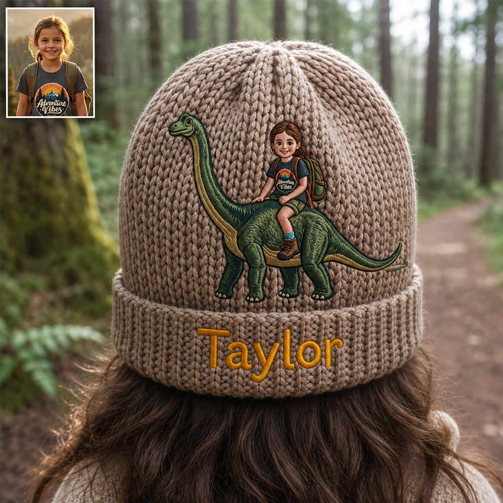 Dino Rider - Personalisierte Kinder-Mütze
