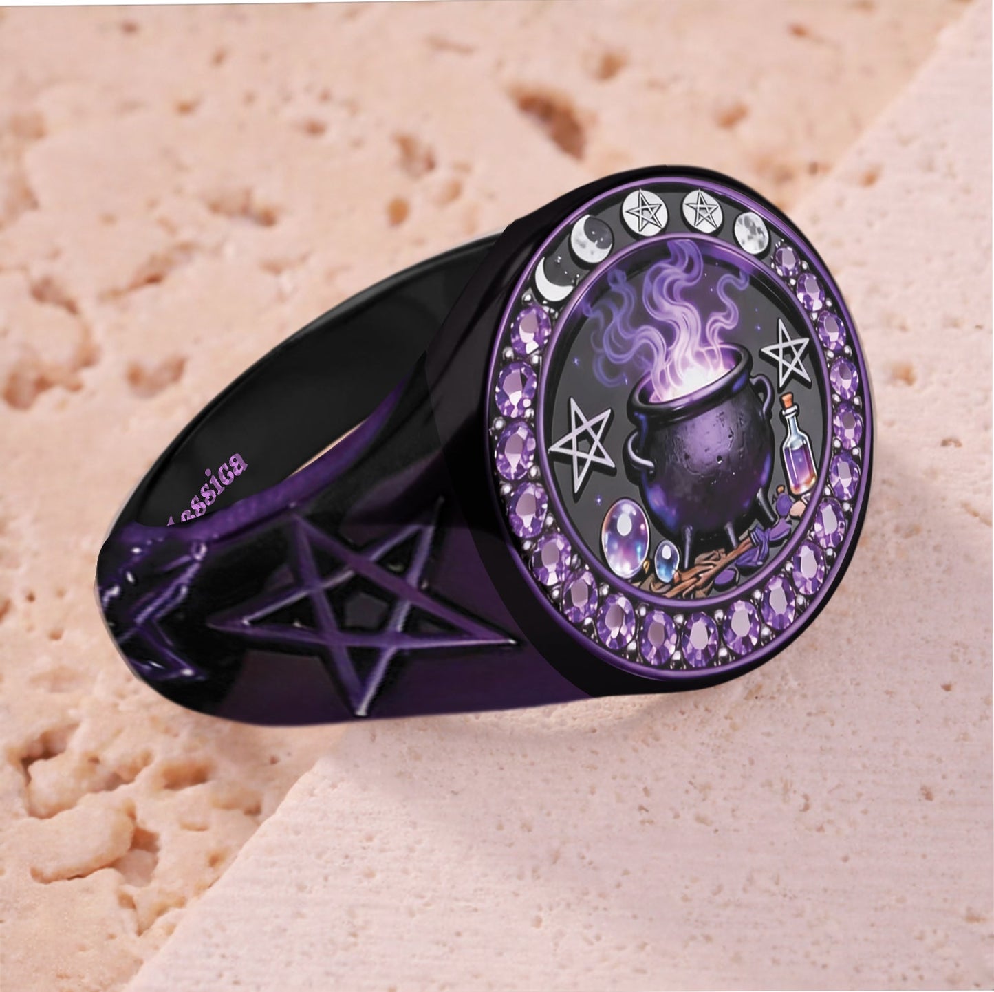 Bague chevalière de sorcière personnalisée - Artisanat de sorcière