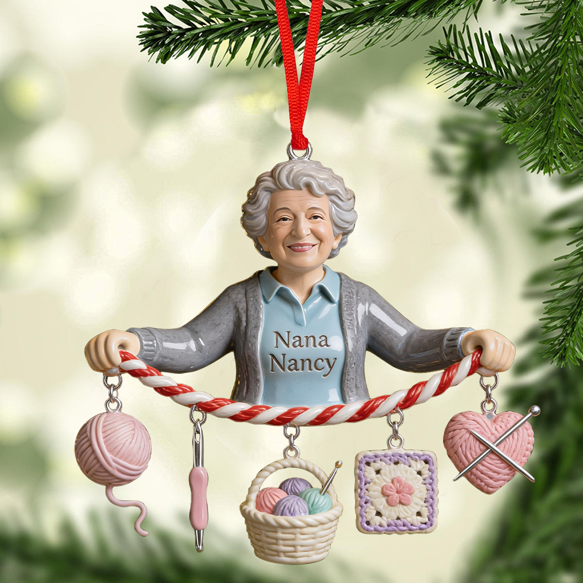 Liebe Häkelarbeit - Personalisierbarer Häkelornament mit Charm