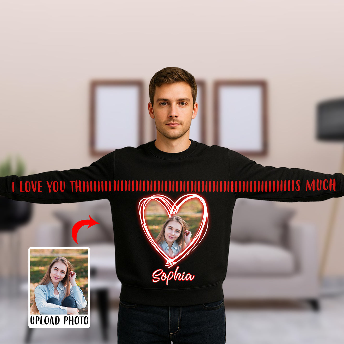 I Love You This Much - Personalized Couple All Over Shirt