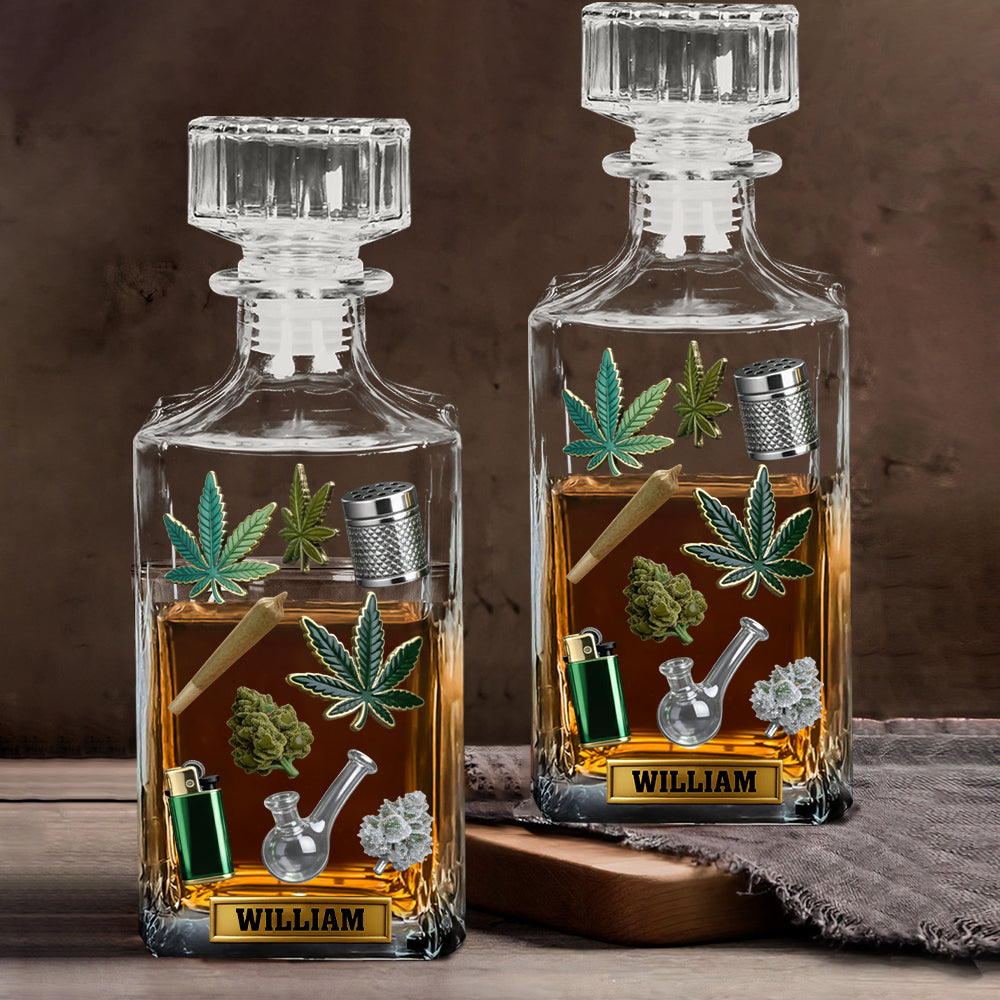 Grüne Zauberblätter – personalisiertes Weed-Whiskyglas