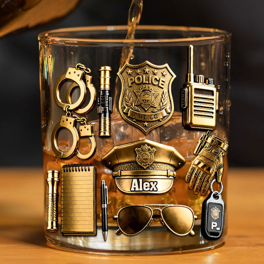 Polizeibeamter – Personalisiertes Whiskeyglas mit Polizeimotiv