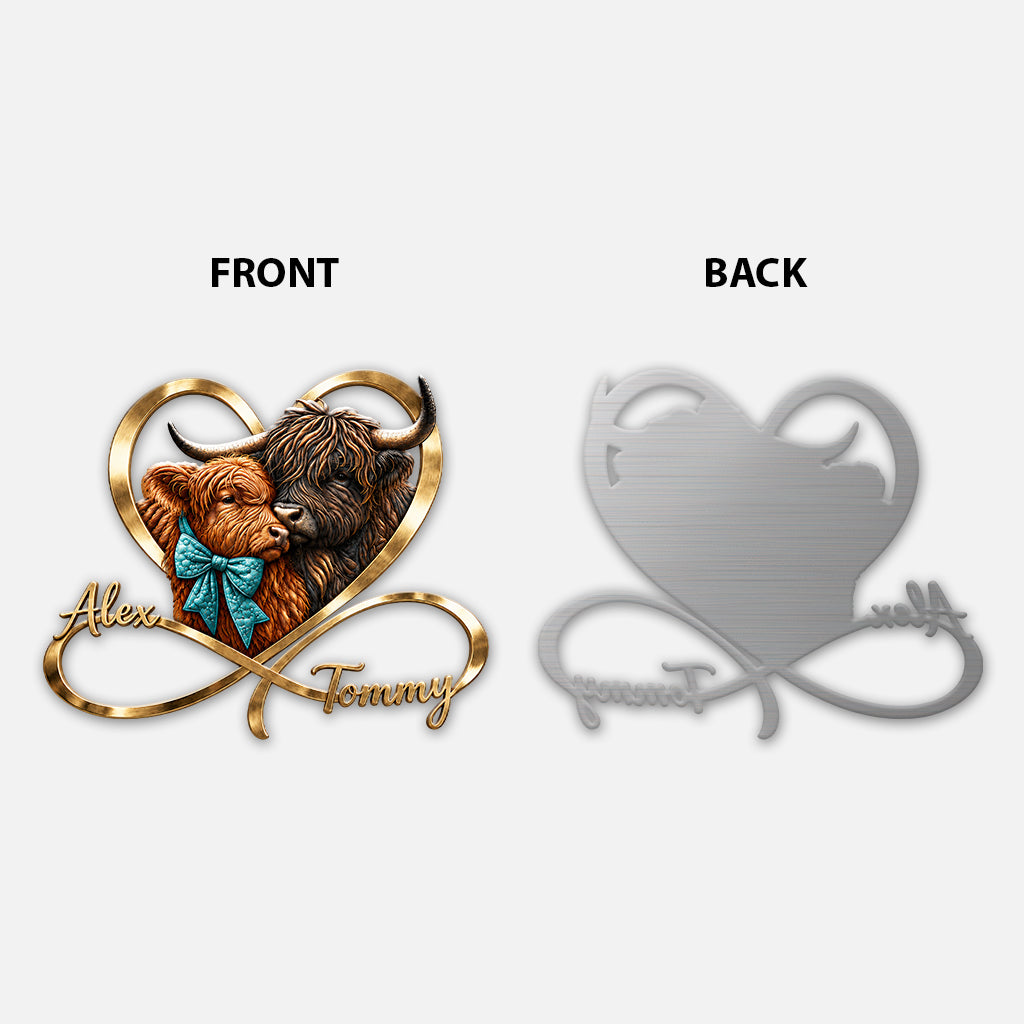 Liebe Dich Unendlich - Personalisierte Highland Cow 3D Gedrucktes Metall-Schild