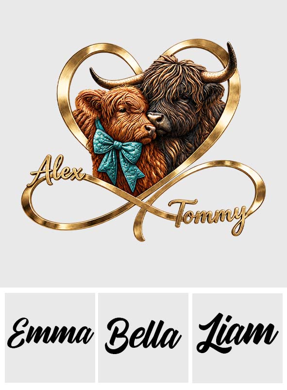 Liebe Dich Unendlich - Personalisierte Highland Cow 3D Gedrucktes Metall-Schild
