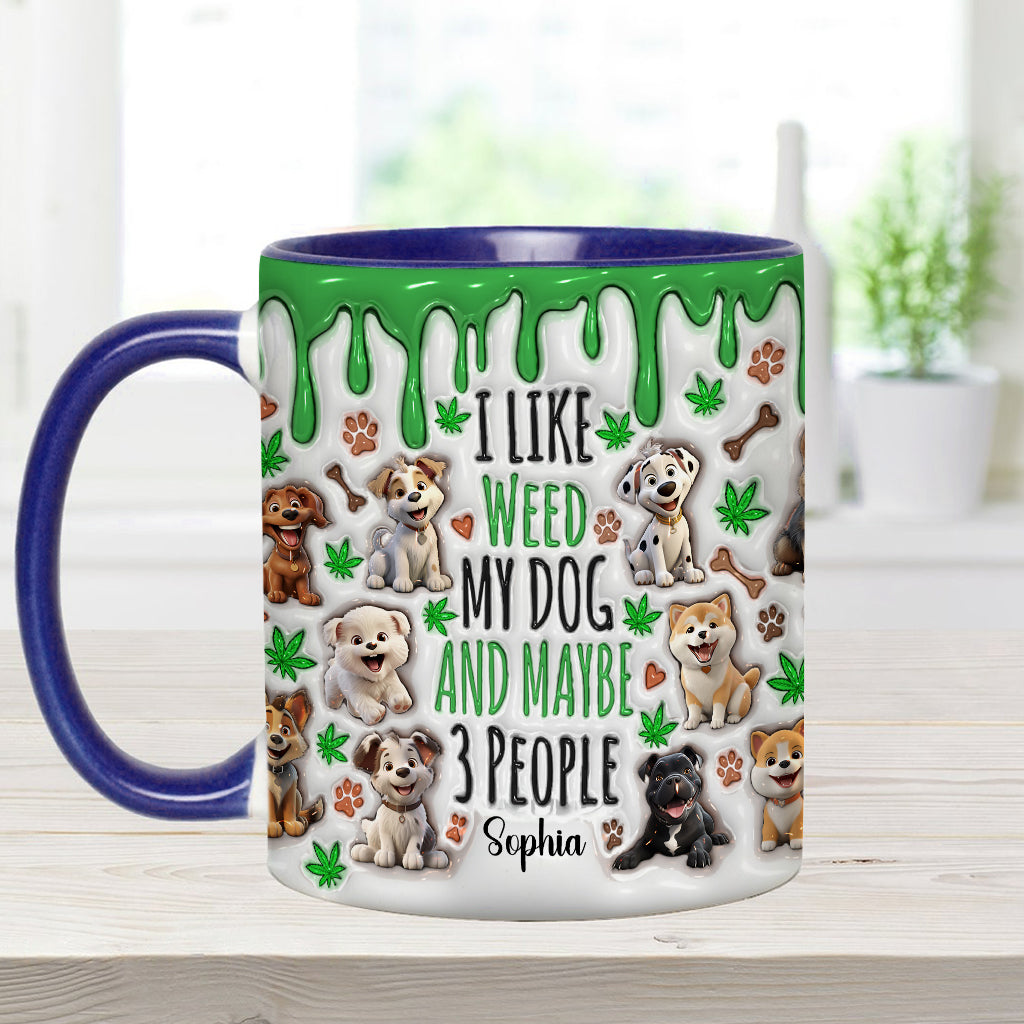 J'aime les chiens et le cannabis - Mug personnalisé avec une touche cannabis