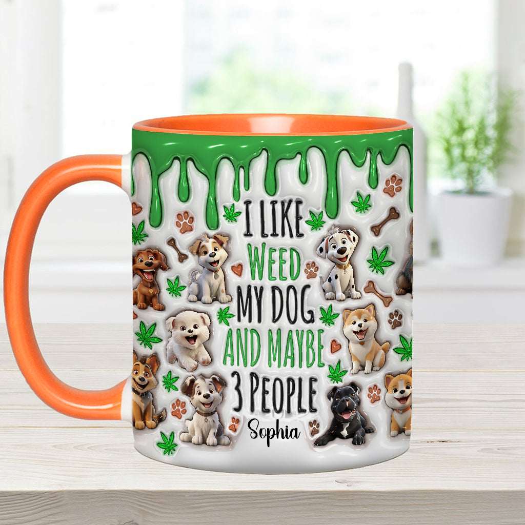 J'aime les chiens et le cannabis - Mug personnalisé avec une touche cannabis