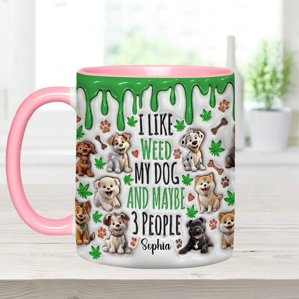J'aime les chiens et le cannabis - Mug personnalisé avec une touche cannabis