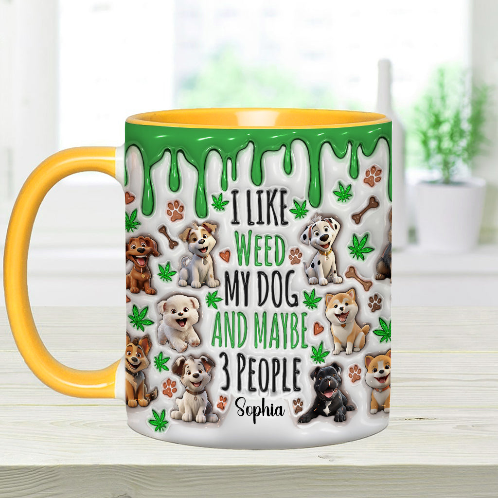 J'aime les chiens et le cannabis - Mug personnalisé avec une touche cannabis