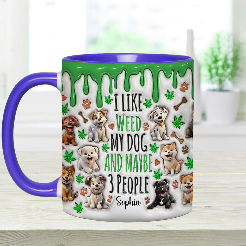 J'aime les chiens et le cannabis - Mug personnalisé avec une touche cannabis