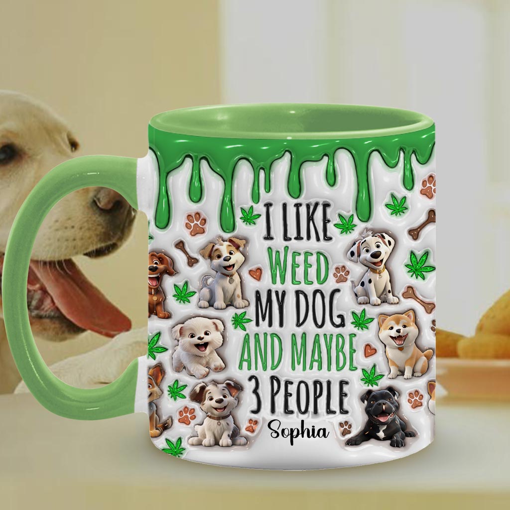 J'aime les chiens et le cannabis - Mug personnalisé avec une touche cannabis