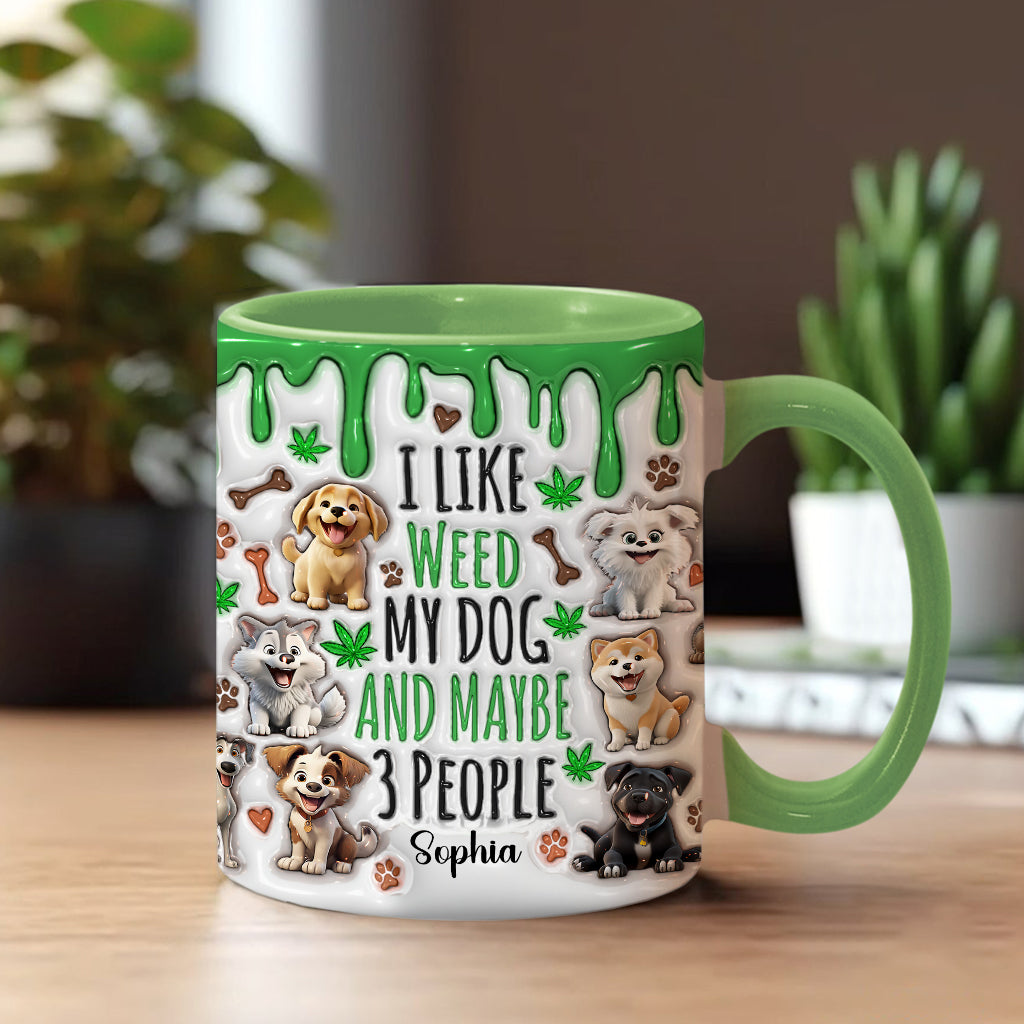 J'aime les chiens et le cannabis - Mug personnalisé avec une touche cannabis