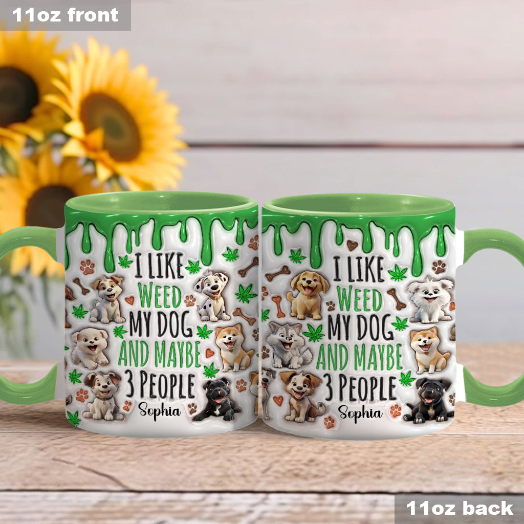 J'aime les chiens et le cannabis - Mug personnalisé avec une touche cannabis