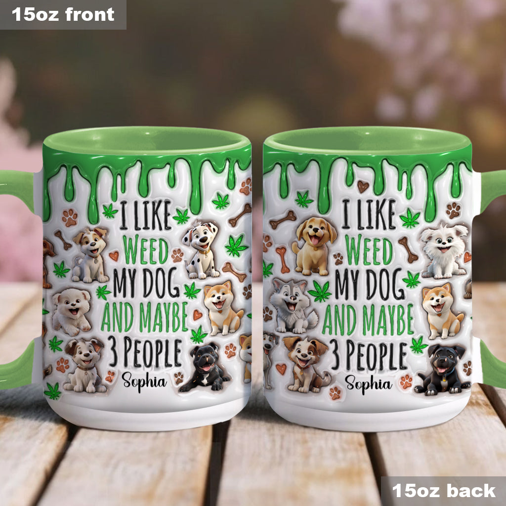 J'aime les chiens et le cannabis - Mug personnalisé avec une touche cannabis