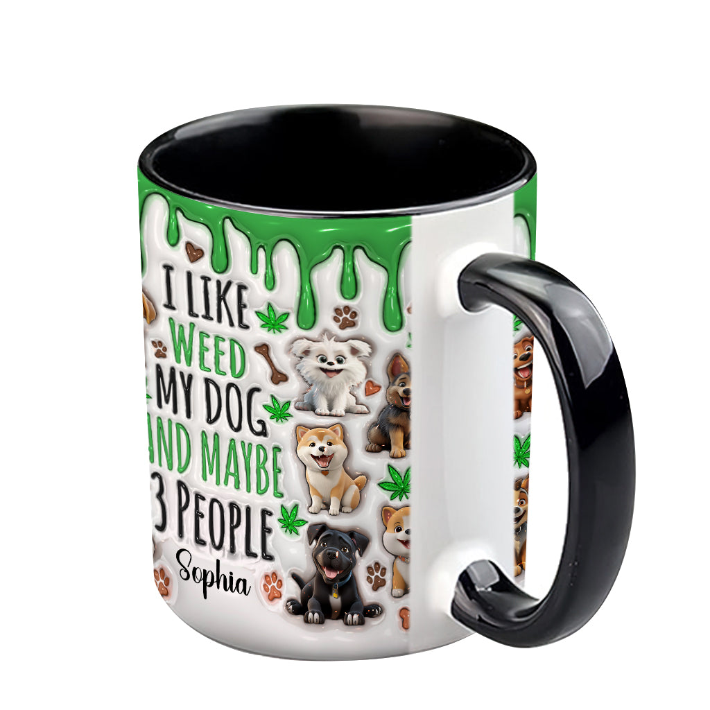 J'aime les chiens et le cannabis - Mug personnalisé avec une touche cannabis