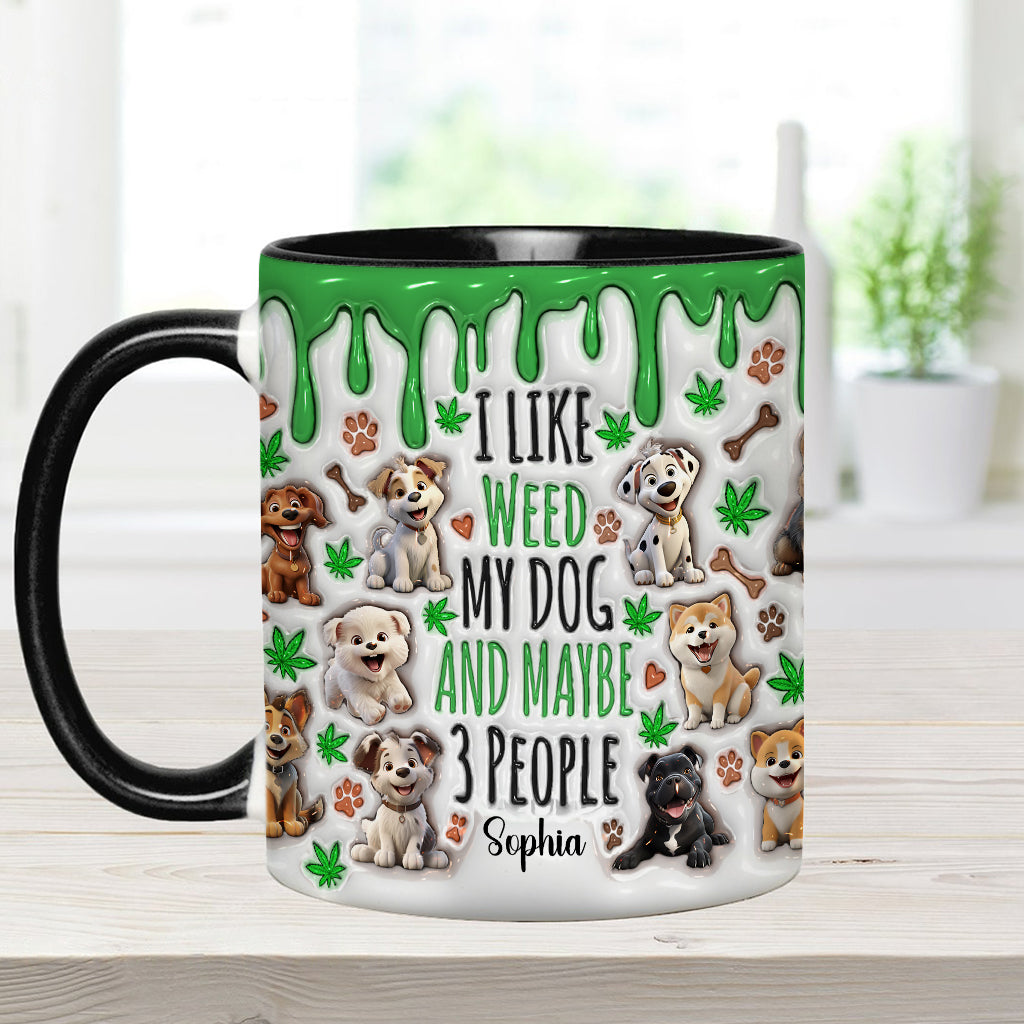 J'aime les chiens et le cannabis - Mug personnalisé avec une touche cannabis