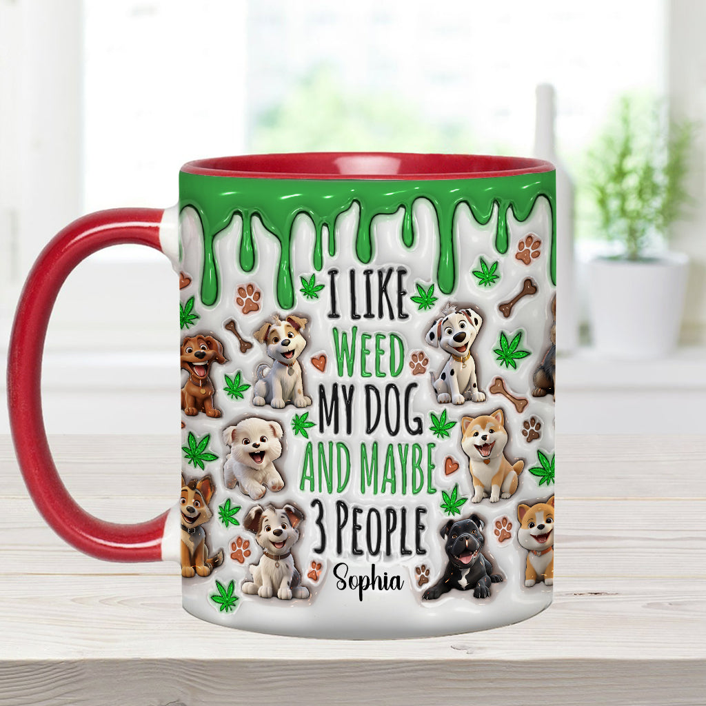 J'aime les chiens et le cannabis - Mug personnalisé avec une touche cannabis