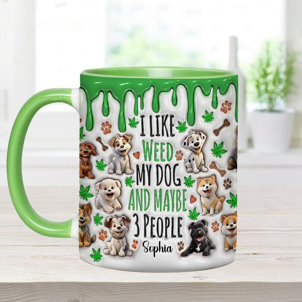 J'aime les chiens et le cannabis - Mug personnalisé avec une touche cannabis