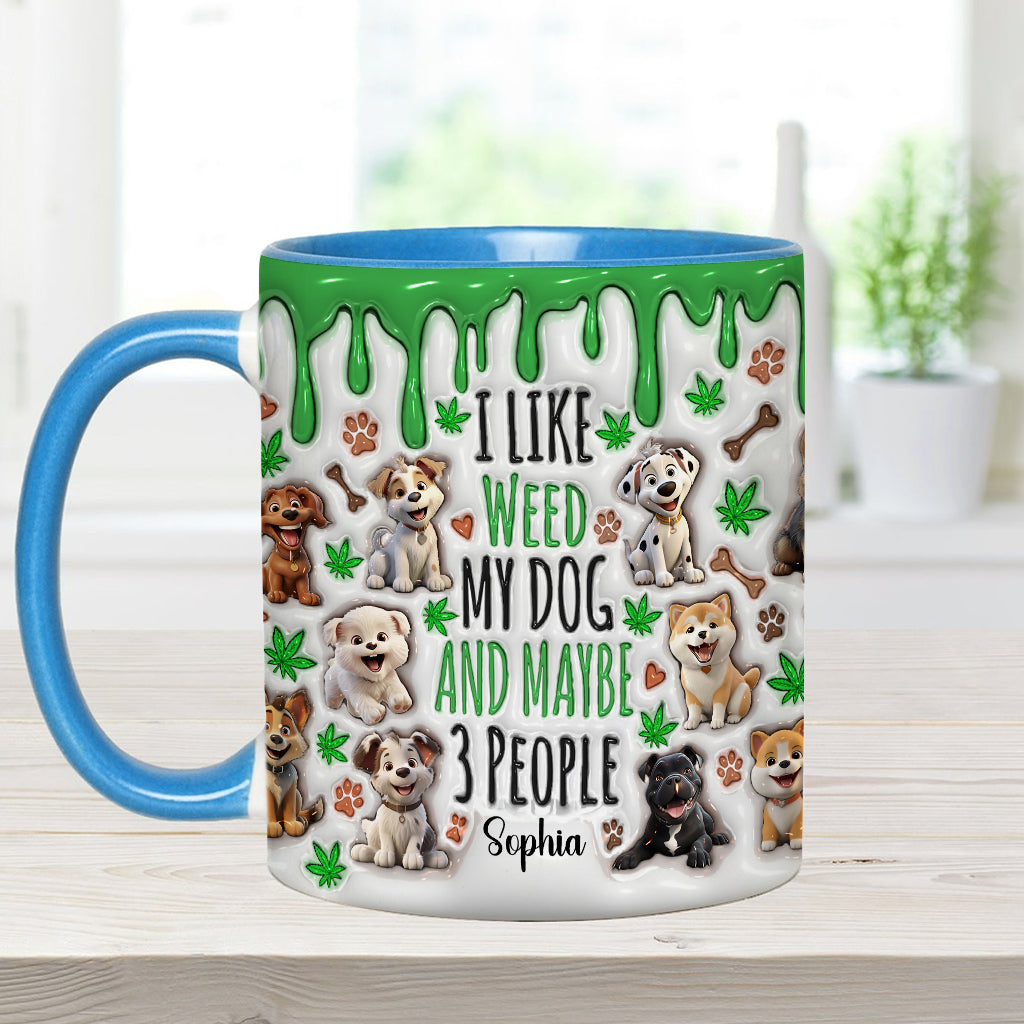 J'aime les chiens et le cannabis - Mug personnalisé avec une touche cannabis