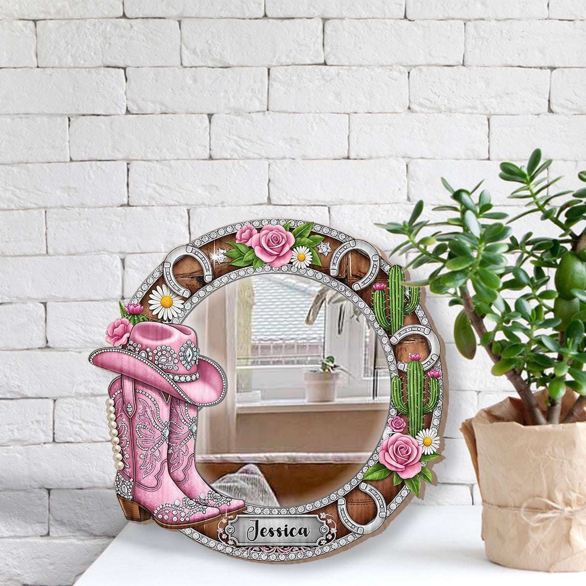 Bottes de cowgirl - Miroir mural personnalisé pour cowgirl