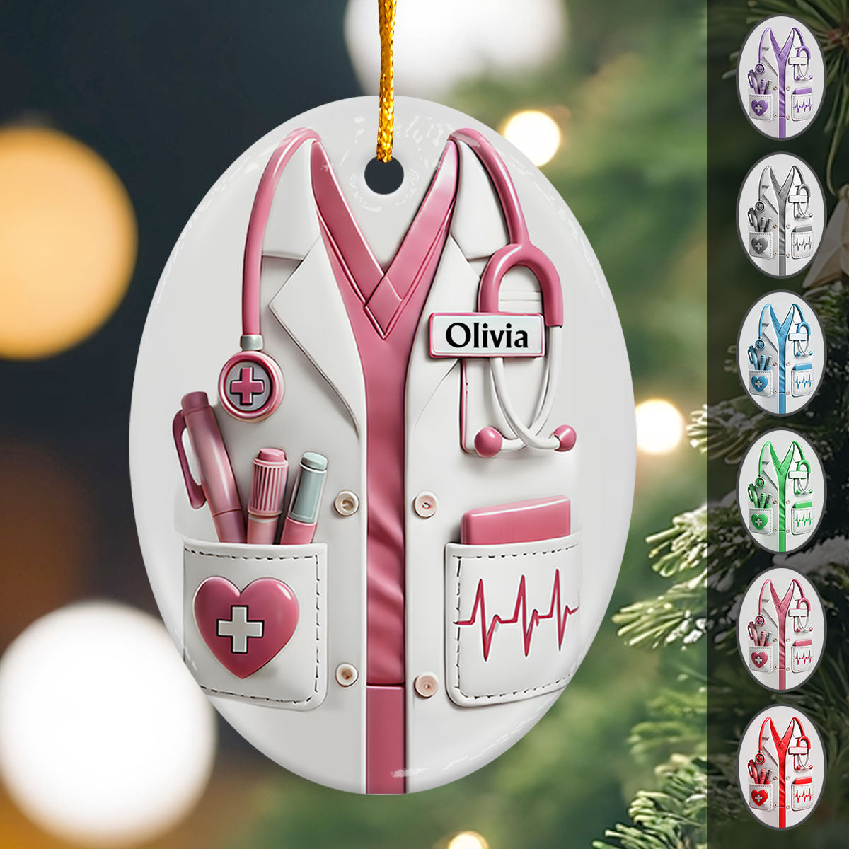 Weihnachtsgeschenk für medizinisches Personal/Ärzte/Krankenschwestern... - Personalisierte ovale Keramikfigur für Krankenschwestern