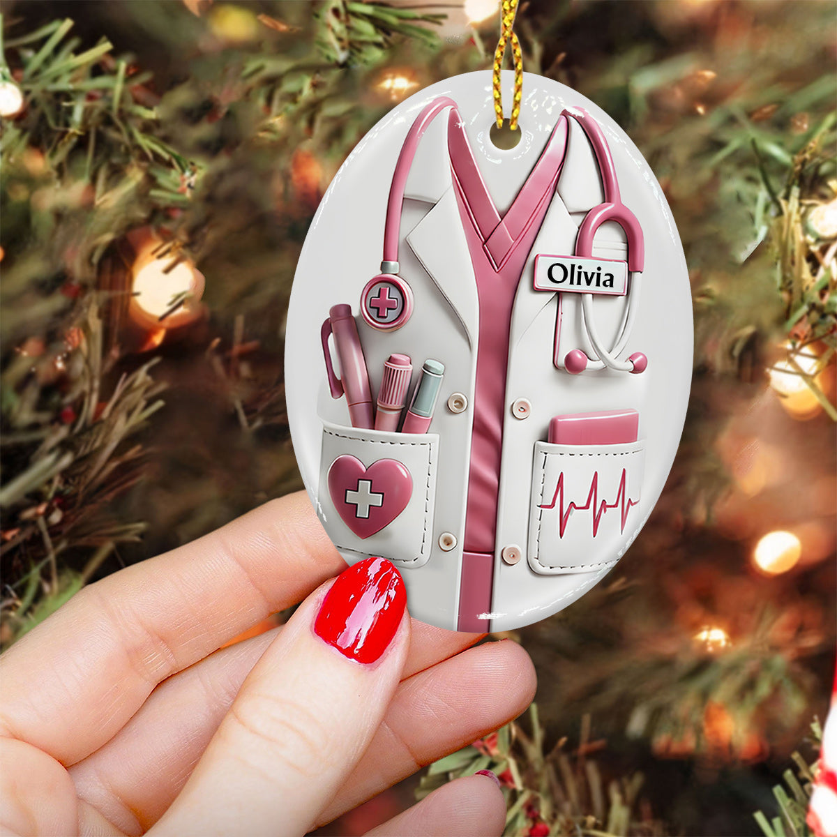 Weihnachtsgeschenk für medizinisches Personal/Ärzte/Krankenschwestern... - Personalisierte ovale Keramikfigur für Krankenschwestern