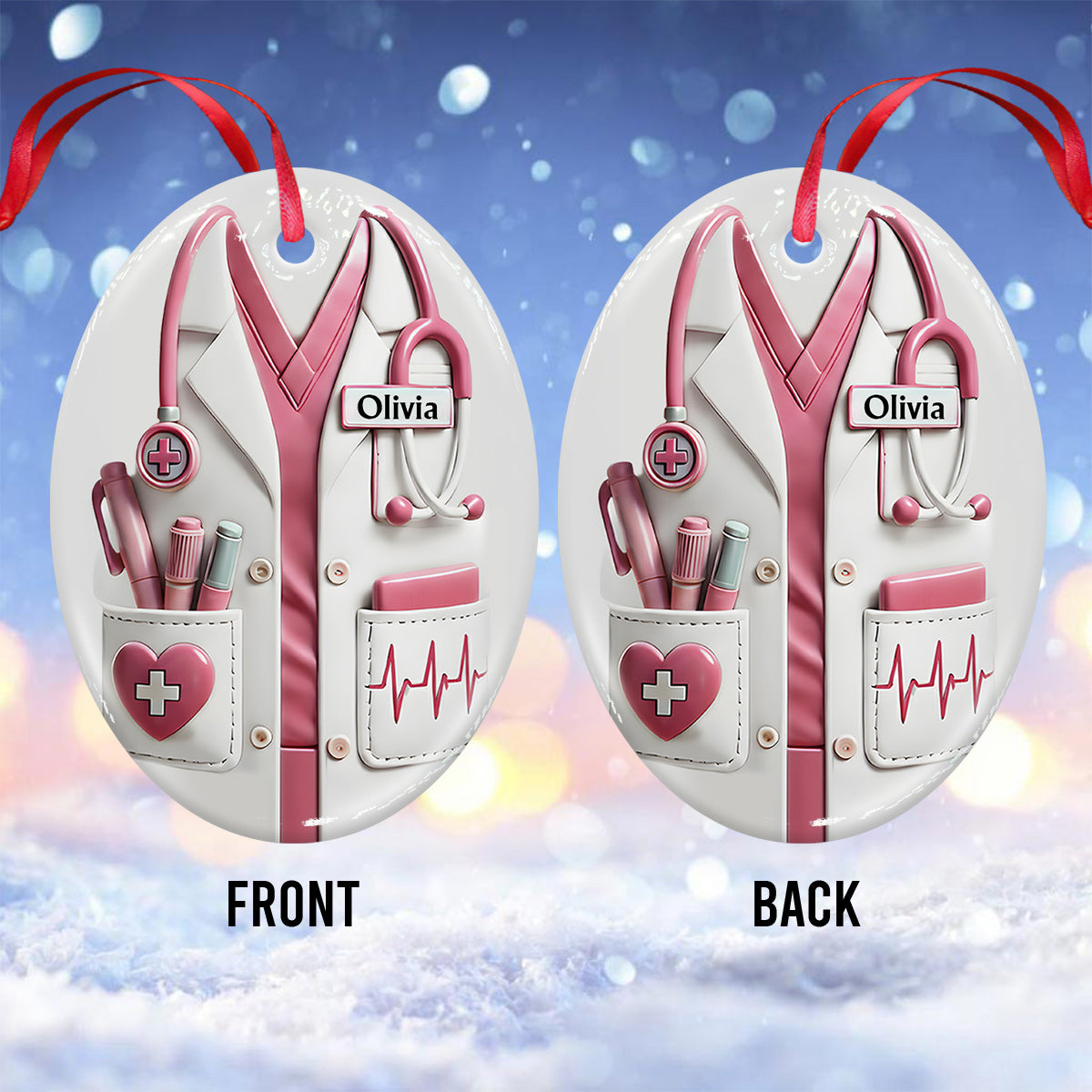 Weihnachtsgeschenk für medizinisches Personal/Ärzte/Krankenschwestern... - Personalisierte ovale Keramikfigur für Krankenschwestern