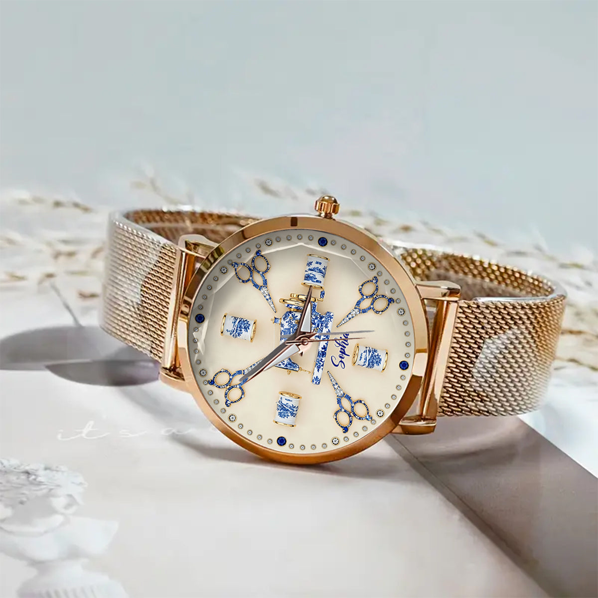 Couture Toile de Jouy - Montre-bracelet personnalisée pour femme