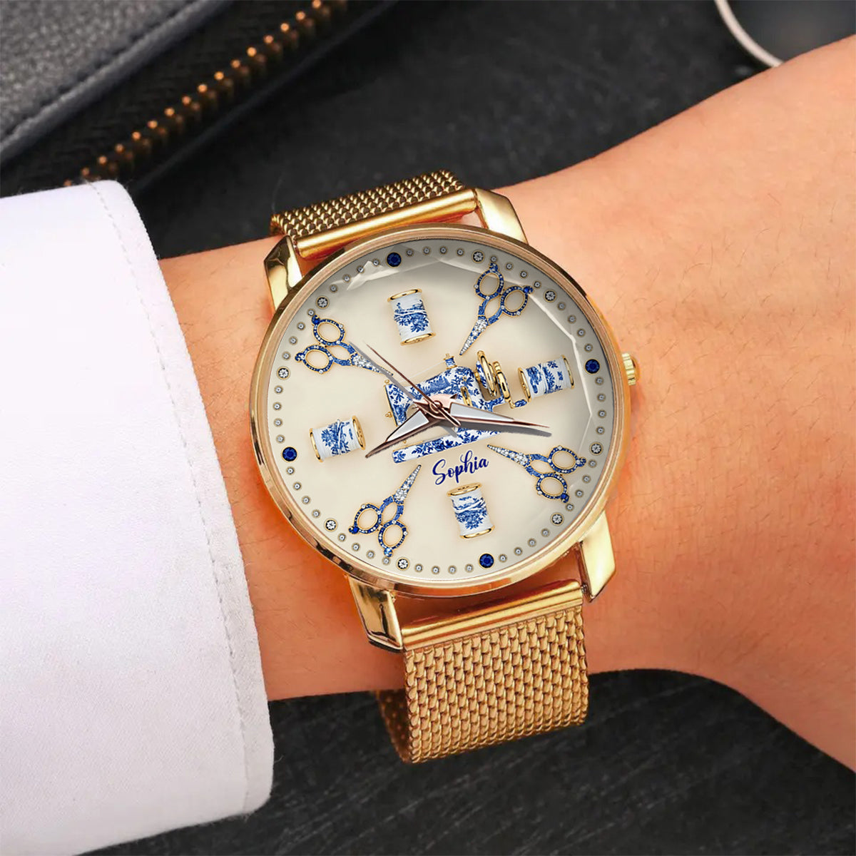 Couture Toile de Jouy - Montre-bracelet personnalisée pour femme