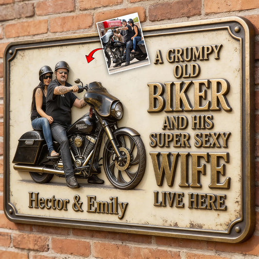 Panneau métallique personnalisé avec photo - Motif motard