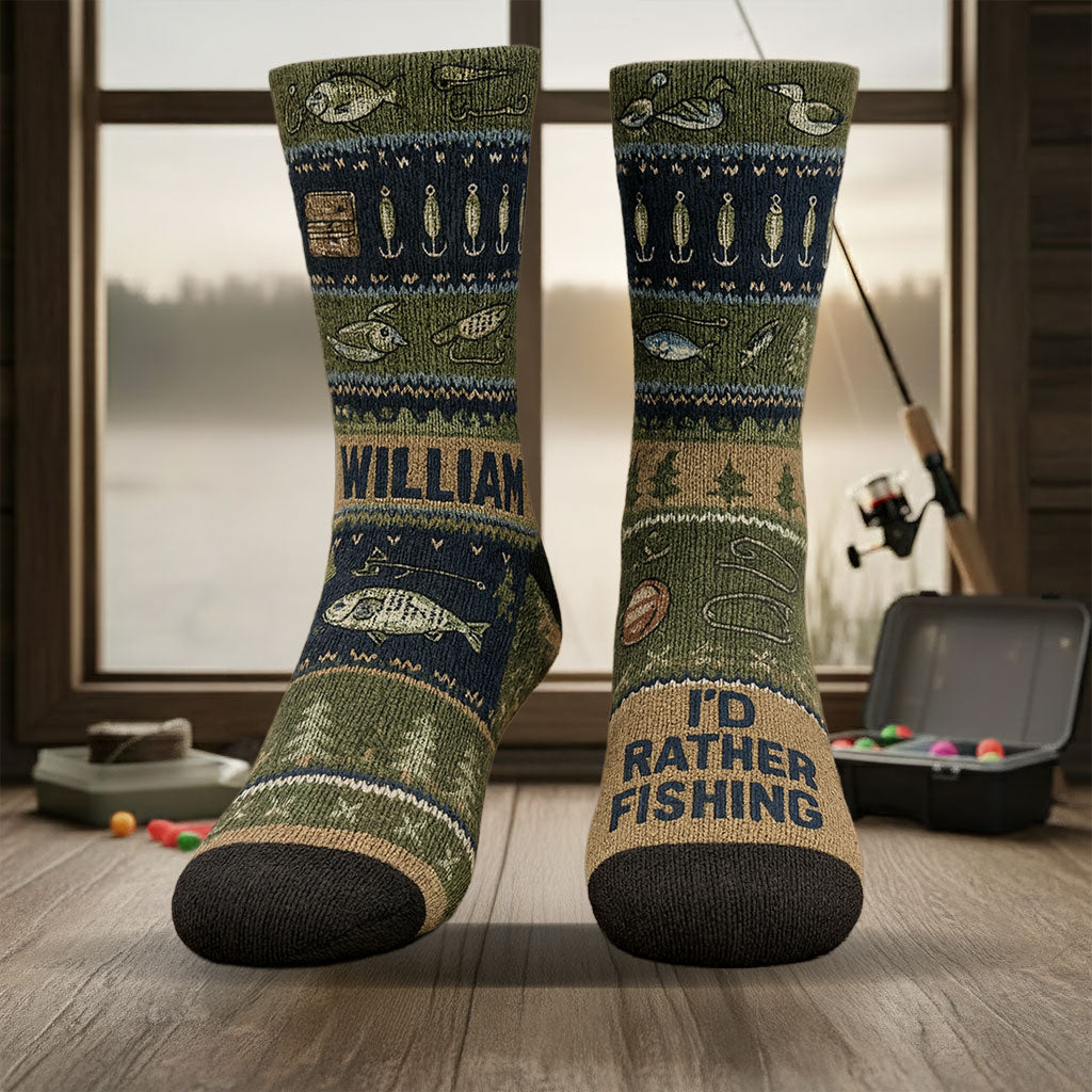 Ich würde lieber angeln – personalisierte Angelsocken