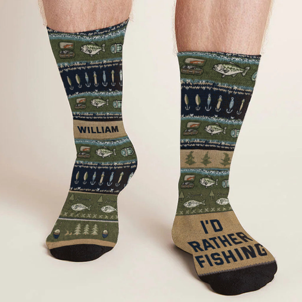 Ich würde lieber angeln – personalisierte Angelsocken