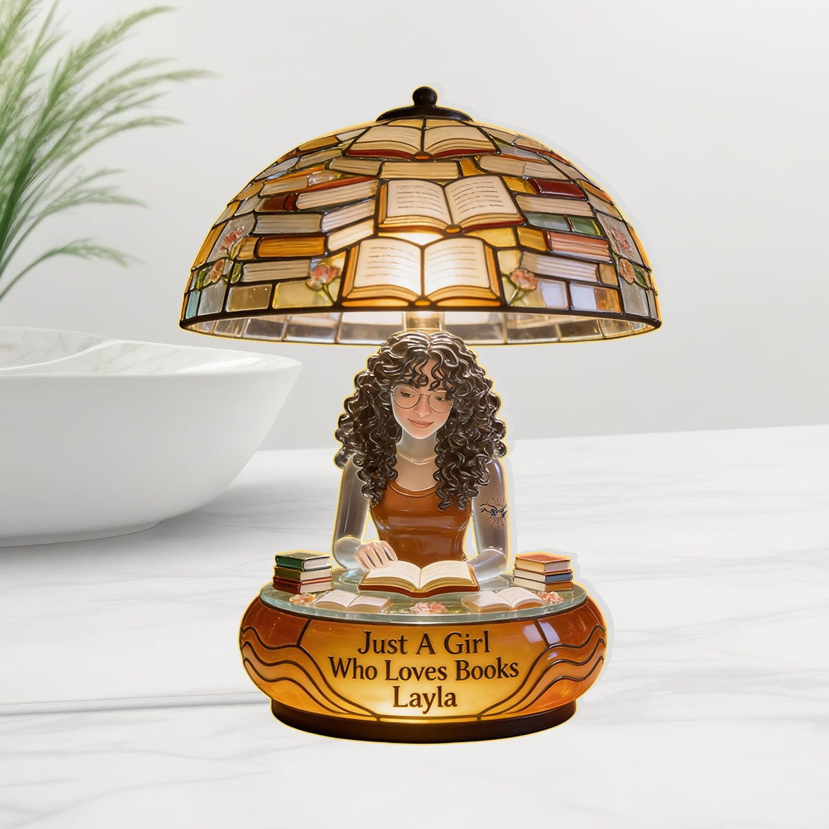 Veilleuse LED personnalisée en acrylique « Juste une fille qui aime les livres »