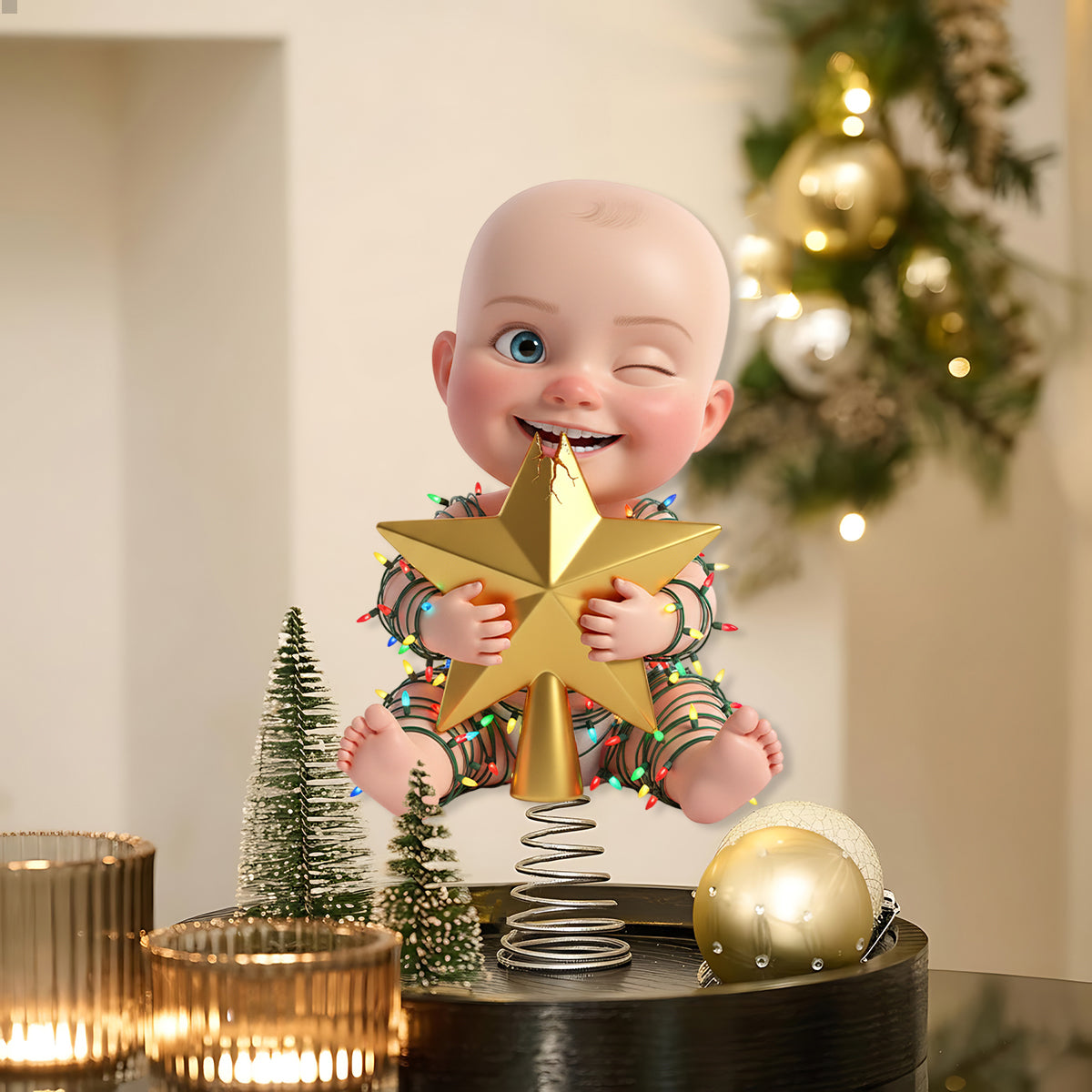 Naughty Kids - Personalisierte LED-Lichterbaumspitze für Kinder