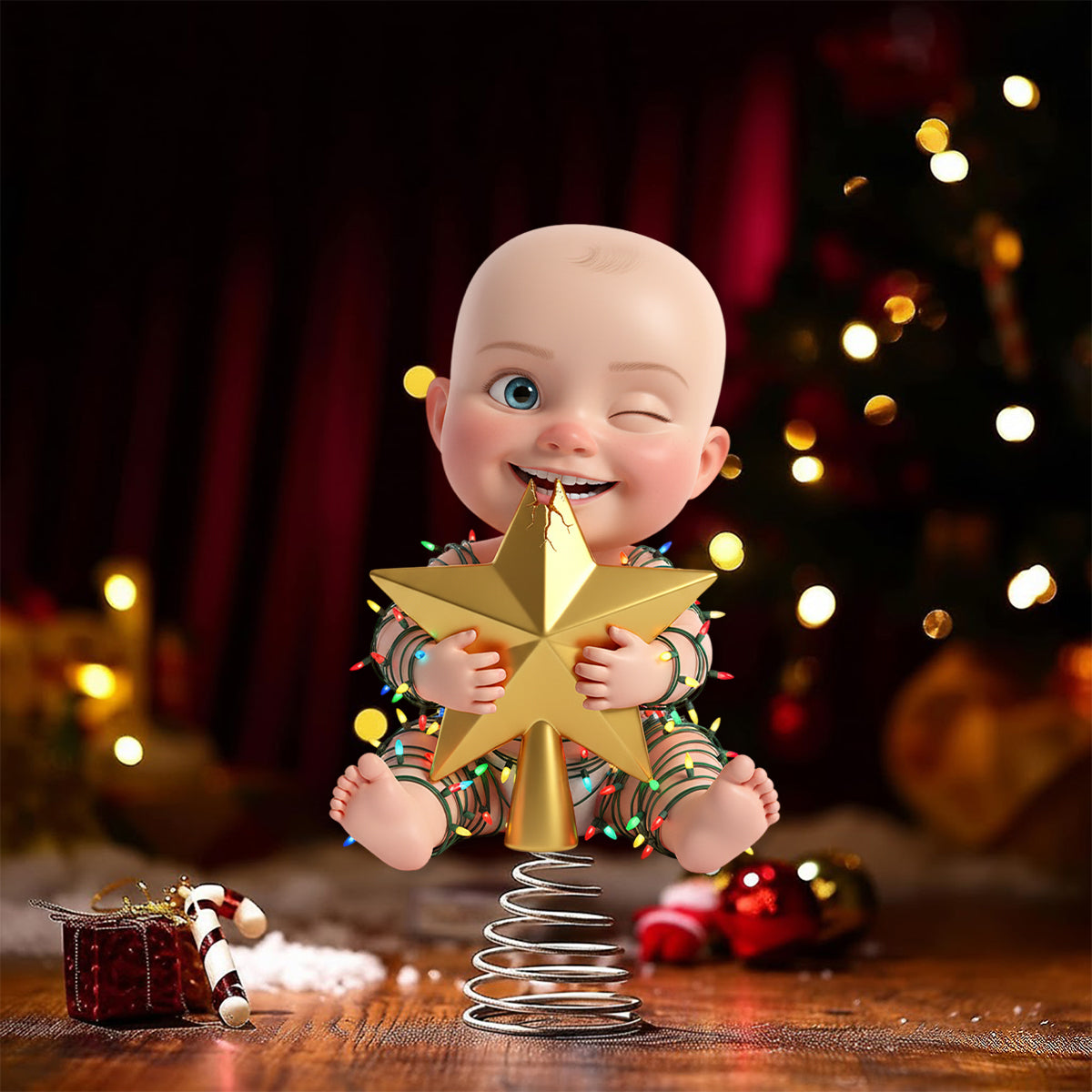 Naughty Kids - Personalisierte LED-Lichterbaumspitze für Kinder