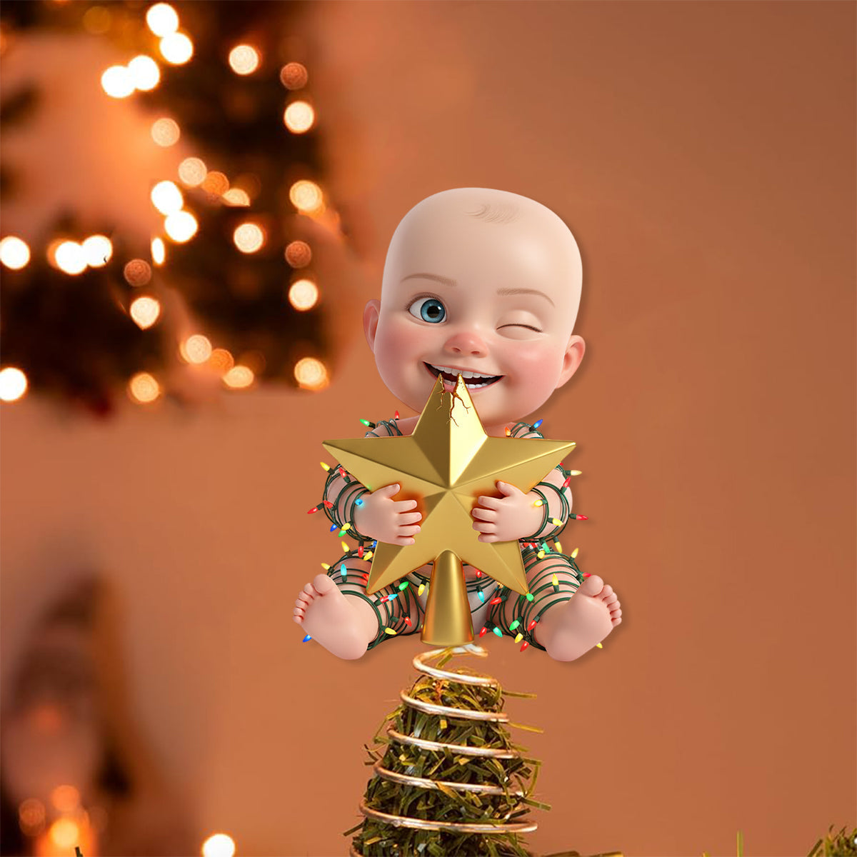 Naughty Kids - Personalisierte LED-Lichterbaumspitze für Kinder