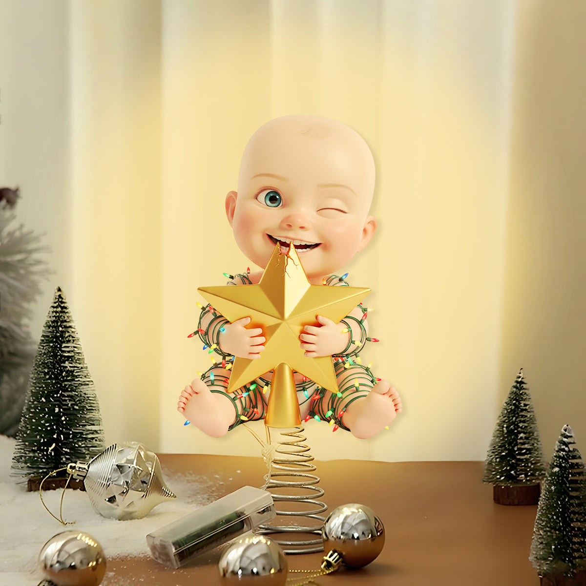 Naughty Kids - Personalisierte LED-Lichterbaumspitze für Kinder