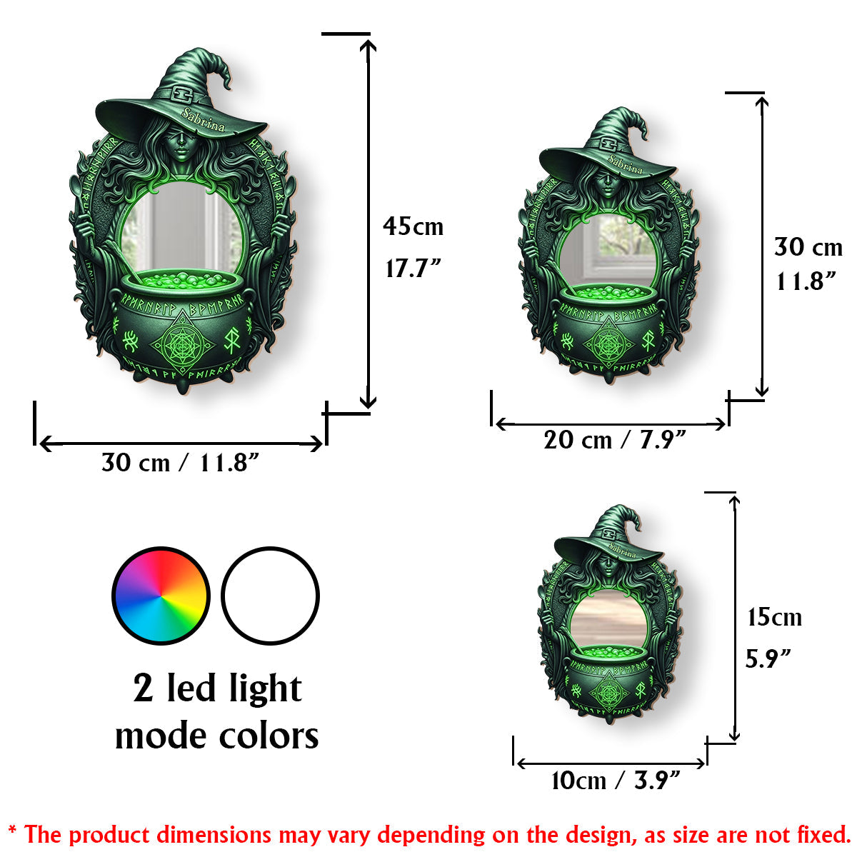 Mystical Witch Soup - Personalized Witch Wall Mirror With LED Light