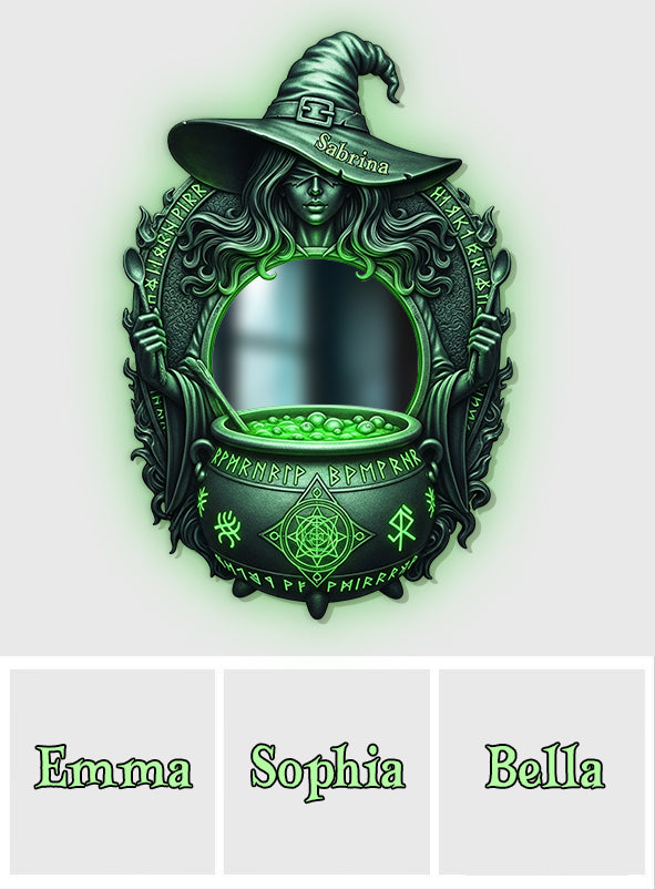 Mystical Witch Soup - Personalized Witch Wall Mirror With LED Light