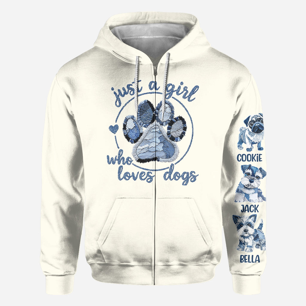 Einfach ein Mädchen, das Hunde liebt – personalisiertes T-Shirt mit Hundemotiv