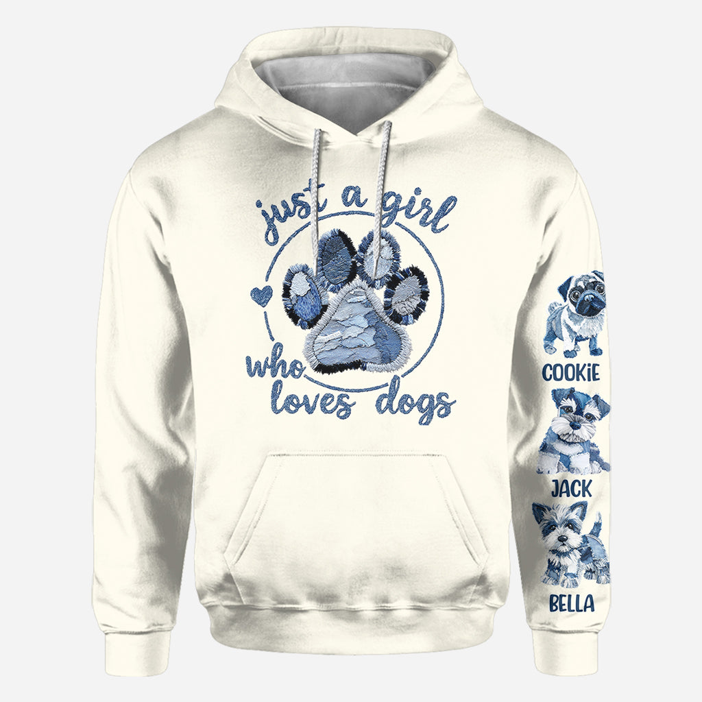 Einfach ein Mädchen, das Hunde liebt – personalisiertes T-Shirt mit Hundemotiv