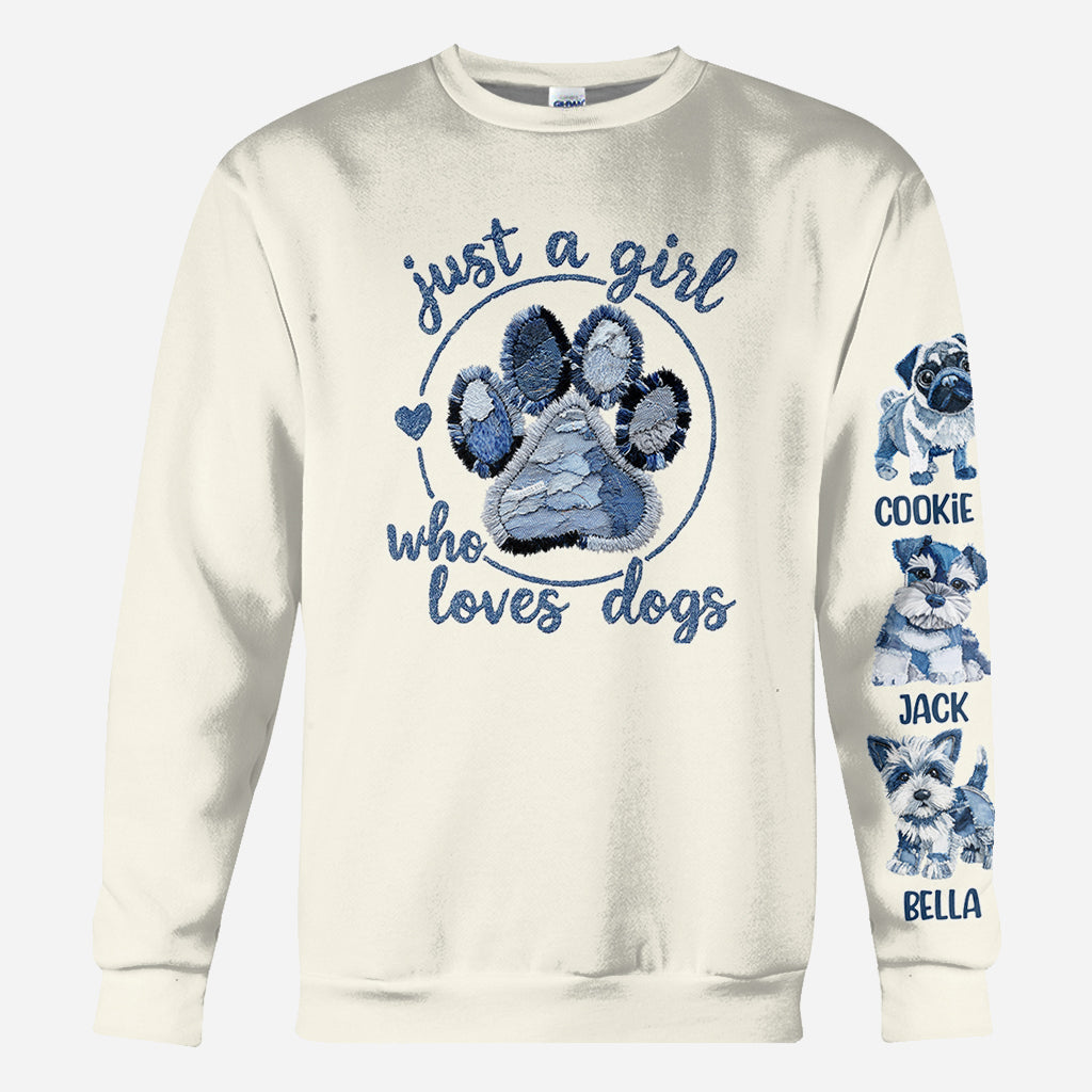 Einfach ein Mädchen, das Hunde liebt – personalisiertes T-Shirt mit Hundemotiv
