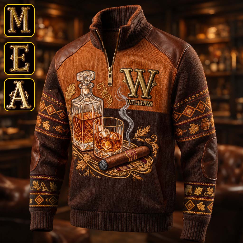Whiskey et Cigare - Sweat à Capuche Personnalisé pour Hommes