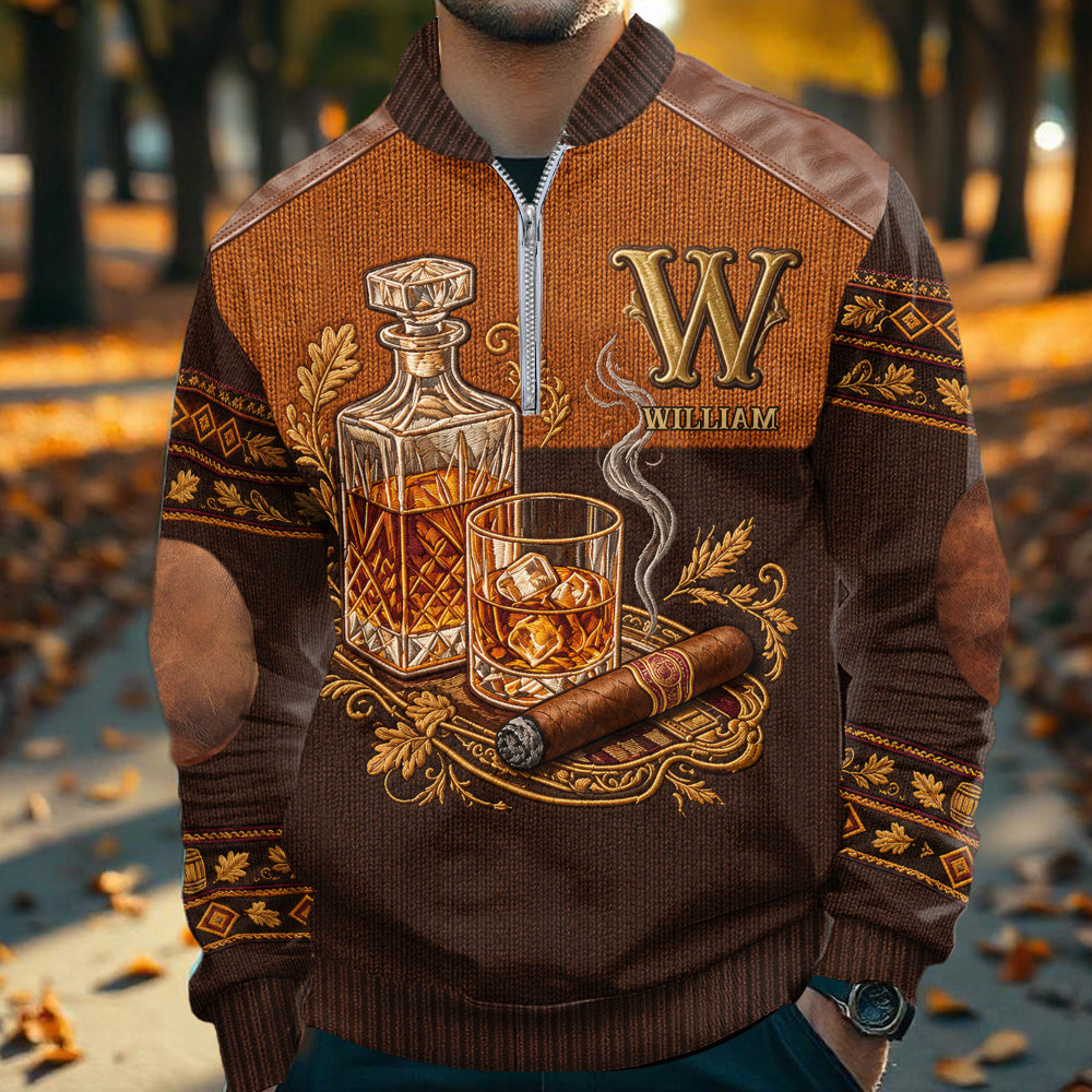 Whiskey et Cigare - Sweat à Capuche Personnalisé pour Hommes