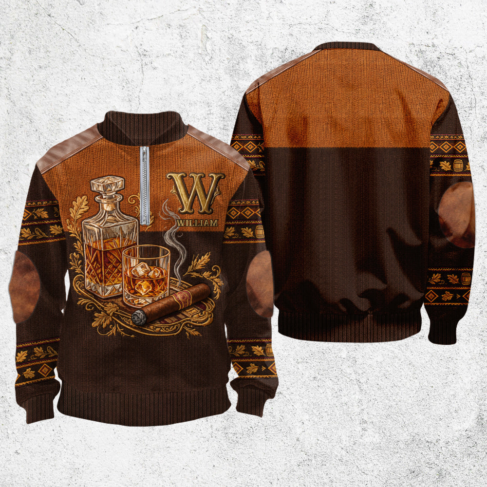 Whiskey et Cigare - Sweat à Capuche Personnalisé pour Hommes
