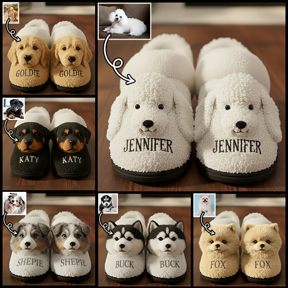 Amis à fourrure - Pantoufles personnalisées pour chiens avec doublure en fourrure