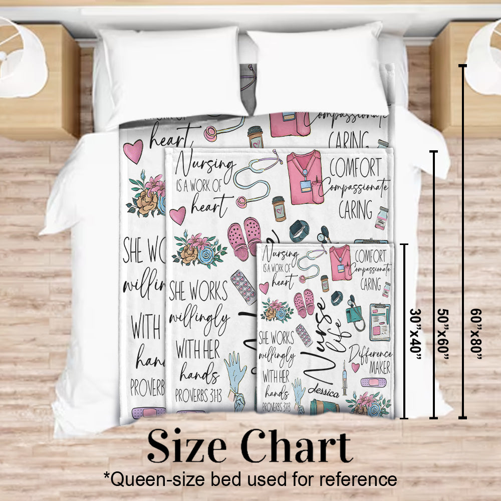 Nursing Is A Work Of Heart - Personalized Nurse Blanket