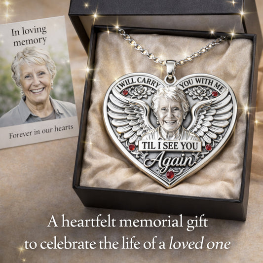 Cadeau commémoratif, jusqu'à ce que je te revoie - Collier pendentif en métal personnalisé en forme de commémoration