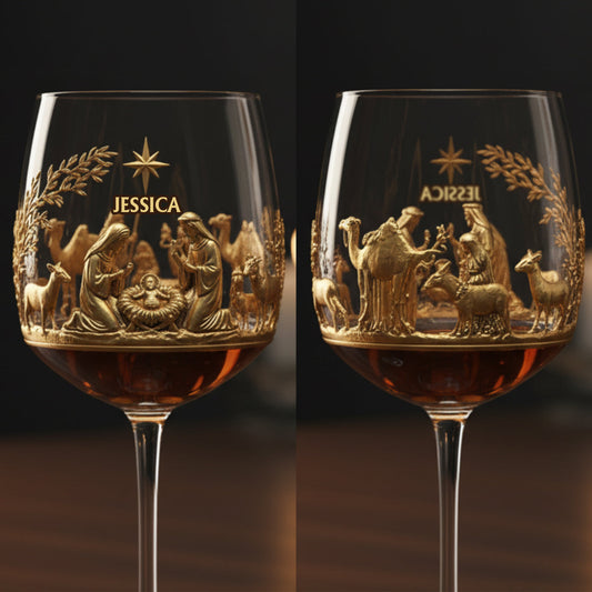 La Sainte Nuit - Verre à vin chrétien personnalisé à longue tige